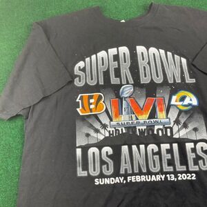 Super Bowl LVI Los Angeles Rams Bengals NFL T Shirt 2XL Black Sunday Feb 13 2022
